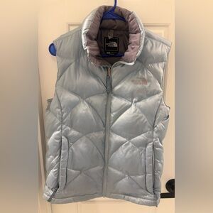The North Face Vest Womens Medium Light Blue 550 Goose Down Puffer Quilted